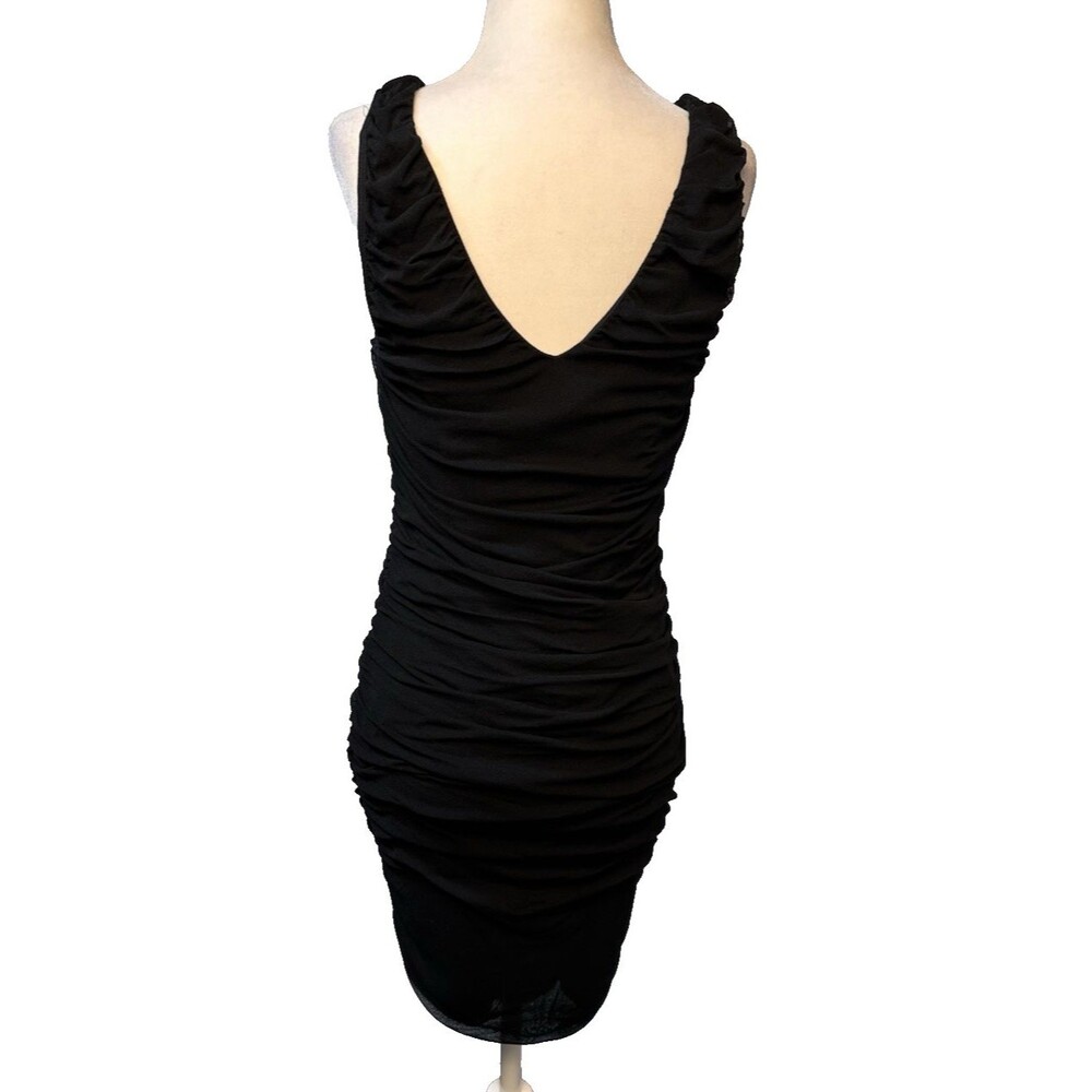 Express V-Neck Sleeveless Shirred Mesh Lined Bodycon Dress Size M